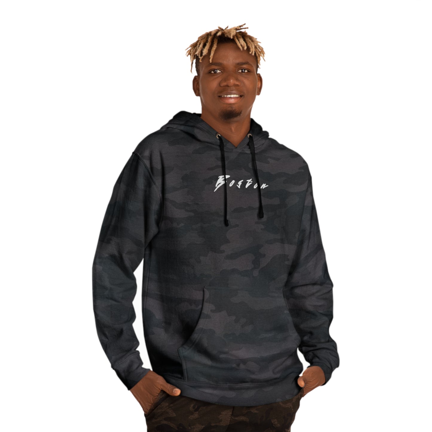 Men's | BLACK CAMO | Boston Luxe Premium Midweight Hoodie Sweatshirt | FREE SHIPPING